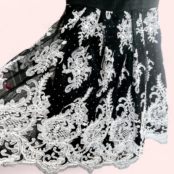 Eliza J Party Dress Overlay Embroidery Bling Wedding Guest Romance Fairy sz 6 - Picture 5 of 14